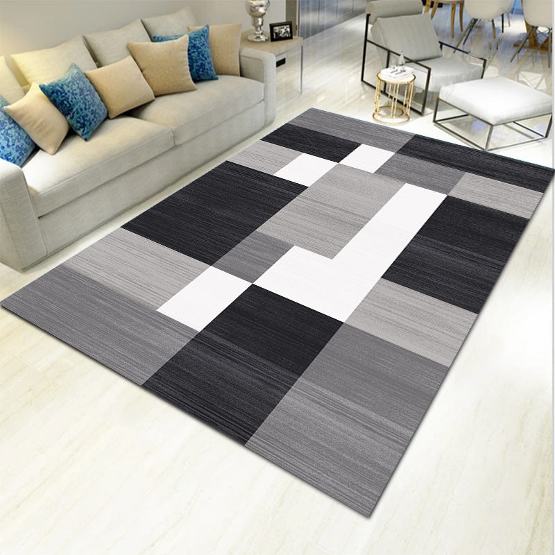 Bold Multicolor Modern Rug Synthetics Geometric Pattern Rug Machine Washable Non-Slip Stain Resistant Rug for Living Room - Black-White - Clearhalo - 'Area Rug' - 'Rug' - 2140438