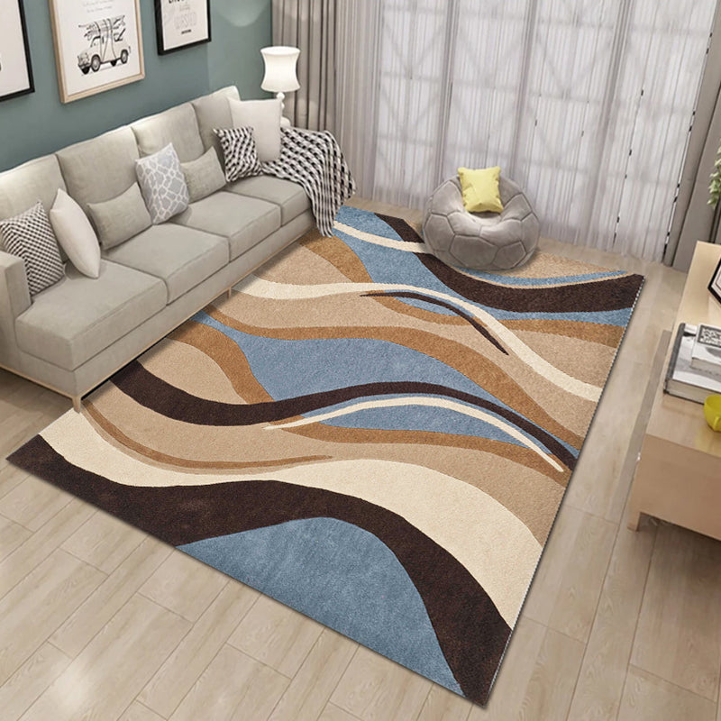 Bold Multicolor Modern Rug Synthetics Geometric Pattern Rug Machine Washable Non-Slip Stain Resistant Rug for Living Room - Brown-Khaki - Clearhalo - 'Area Rug' - 'Rug' - 2140443