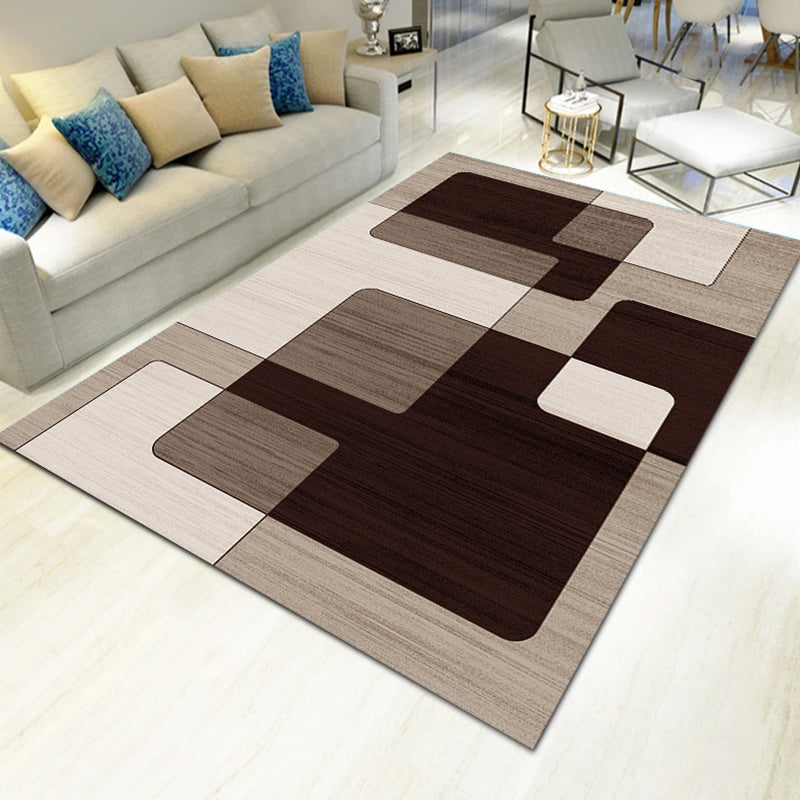 Bold Multicolor Modern Rug Synthetics Geometric Pattern Rug Machine Washable Non-Slip Stain Resistant Rug for Living Room - Coffee - Clearhalo - 'Area Rug' - 'Rug' - 2140449