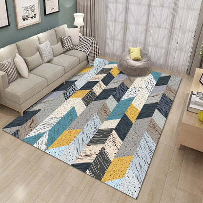 Bold Multicolor Modern Rug Synthetics Geometric Pattern Rug Machine Washable Non-Slip Stain Resistant Rug for Living Room - Black-Yellow - Clearhalo - 'Area Rug' - 'Rug' - 2140453