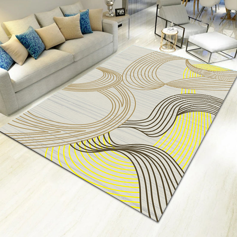 Bold Multicolor Modern Rug Synthetics Geometric Pattern Rug Machine Washable Non-Slip Stain Resistant Rug for Living Room - Light Grey-Yellow - Clearhalo - 'Area Rug' - 'Rug' - 2140454