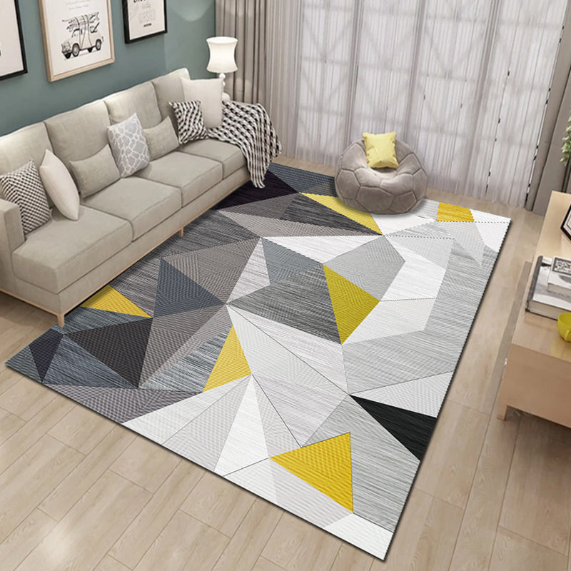 Bold Multicolor Modern Rug Synthetics Geometric Pattern Rug Machine Washable Non-Slip Stain Resistant Rug for Living Room - Light Gray-Yellow - Clearhalo - 'Area Rug' - 'Rug' - 2140456