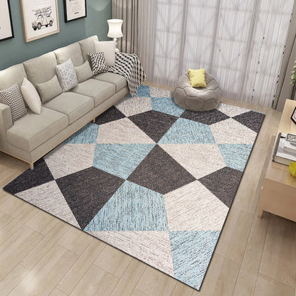 Bold Multicolor Modern Rug Synthetics Geometric Pattern Rug Machine Washable Non-Slip Stain Resistant Rug for Living Room - Blue-White - Clearhalo - 'Area Rug' - 'Rug' - 2140458