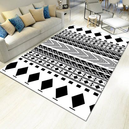 Bold Multicolor Modern Rug Synthetics Geometric Pattern Rug Machine Washable Non-Slip Stain Resistant Rug for Living Room - Gloss Black - Clearhalo - 'Area Rug' - 'Rug' - 2140461