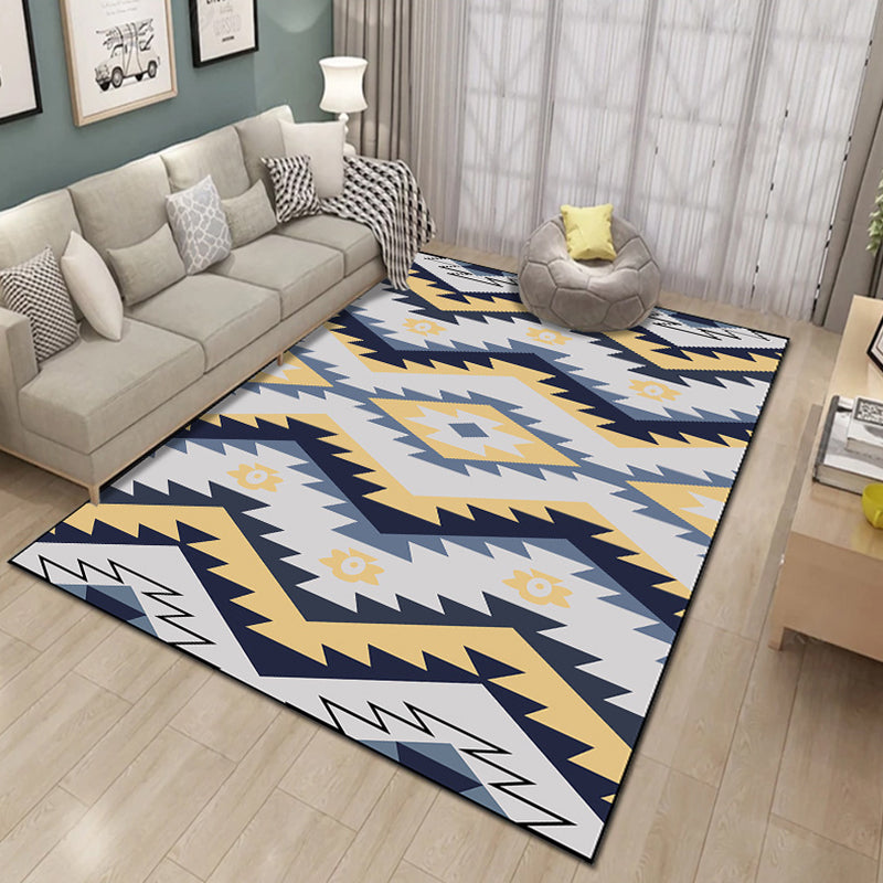 Bold Multicolor Modern Rug Synthetics Geometric Pattern Rug Machine Washable Non-Slip Stain Resistant Rug for Living Room - Yellow-Blue - Clearhalo - 'Area Rug' - 'Rug' - 2140462