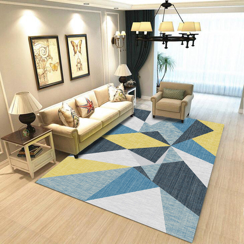 Bold Multicolor Modern Rug Synthetics Geometric Pattern Rug Machine Washable Non-Slip Stain Resistant Rug for Living Room - Light Blue-Yellow - Clearhalo - 'Area Rug' - 'Rug' - 2140463