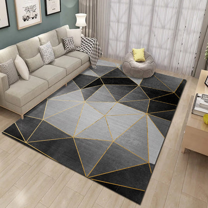 Bold Multicolor Modern Rug Synthetics Geometric Pattern Rug Machine Washable Non-Slip Stain Resistant Rug for Living Room - Light Gray-Black - Clearhalo - 'Area Rug' - 'Rug' - 2140464