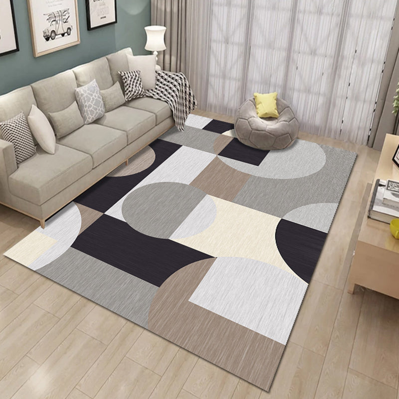 Bold Multicolor Modern Rug Synthetics Geometric Pattern Rug Machine Washable Non-Slip Stain Resistant Rug for Living Room - Gray-Khaki - Clearhalo - 'Area Rug' - 'Rug' - 2140465