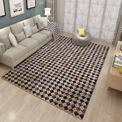 Bold Multicolor Modern Rug Synthetics Geometric Pattern Rug Machine Washable Non-Slip Stain Resistant Rug for Living Room - White-Brown - Clearhalo - 'Area Rug' - 'Rug' - 2140468