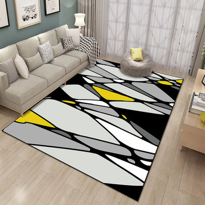 Bold Multicolor Modern Rug Synthetics Geometric Pattern Rug Machine Washable Non-Slip Stain Resistant Rug for Living Room - Black - Clearhalo - 'Area Rug' - 'Rug' - 2140470