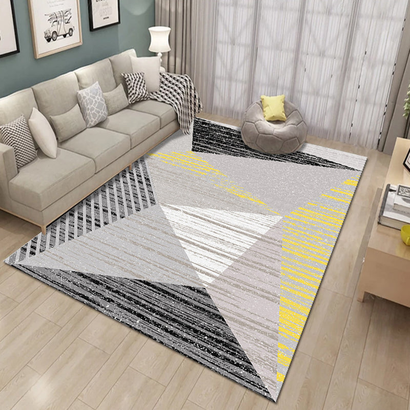 Bold Multicolor Modern Rug Synthetics Geometric Pattern Rug Machine Washable Non-Slip Stain Resistant Rug for Living Room - Grey - Clearhalo - 'Area Rug' - 'Rug' - 2140472