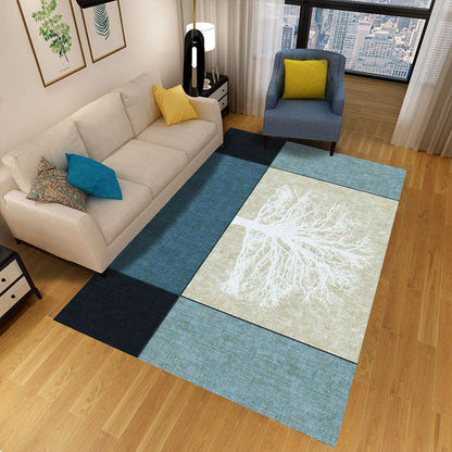 Minimalist 3D Geometric Rug Multi-Color Polypropylene Area Carpet Pet Friendly Anti-Slip Machine Washable Rug for Great Room - Blue-Black - Clearhalo - 'Area Rug' - 'Rug' - 2140481