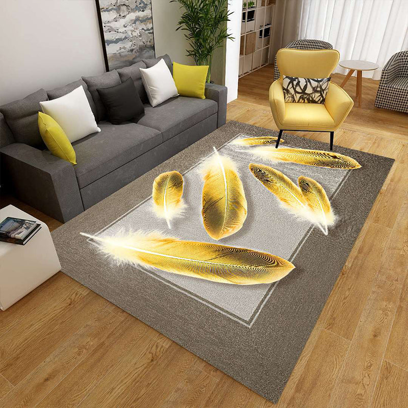 Minimalist 3D Geometric Rug Multi-Color Polypropylene Area Carpet Pet Friendly Anti-Slip Machine Washable Rug for Great Room - Gray-Gold - Clearhalo - 'Area Rug' - 'Rug' - 2140482