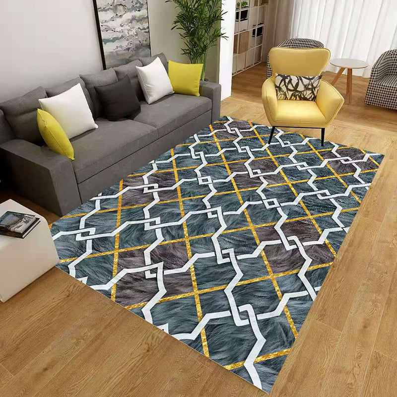 Minimalist 3D Geometric Rug Multi-Color Polypropylene Area Carpet Pet Friendly Anti-Slip Machine Washable Rug for Great Room - White-Yellow - Clearhalo - 'Area Rug' - 'Rug' - 2140484