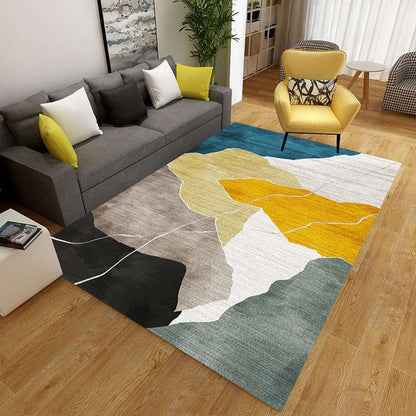 Minimalist 3D Geometric Rug Multi-Color Polypropylene Area Carpet Pet Friendly Anti-Slip Machine Washable Rug for Great Room - Gray-Yellow - Clearhalo - 'Area Rug' - 'Rug' - 2140485