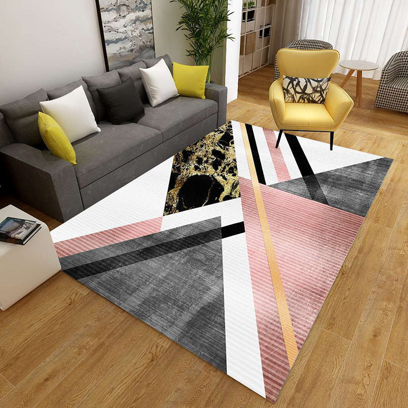 Minimalist 3D Geometric Rug Multi-Color Polypropylene Area Carpet Pet Friendly Anti-Slip Machine Washable Rug for Great Room - Pink - Clearhalo - 'Area Rug' - 'Rug' - 2140486