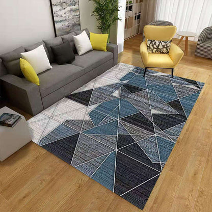 Minimalist 3D Geometric Rug Multi-Color Polypropylene Area Carpet Pet Friendly Anti-Slip Machine Washable Rug for Great Room - Dark Blue-Black - Clearhalo - 'Area Rug' - 'Rug' - 2140492