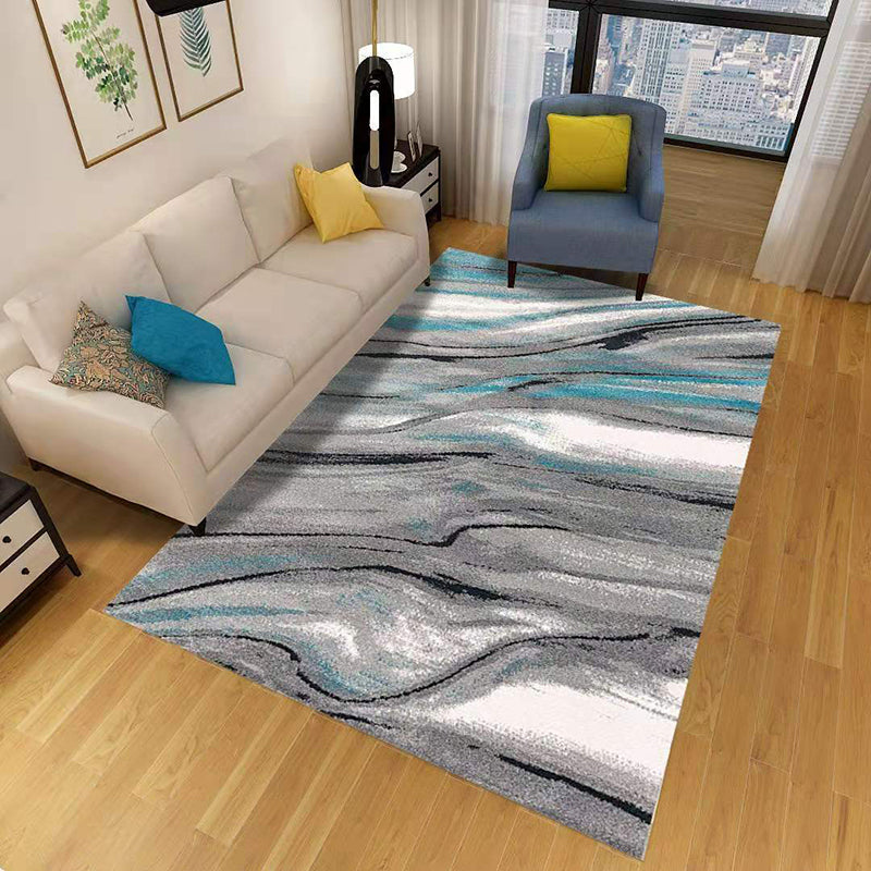 Minimalist 3D Geometric Rug Multi-Color Polypropylene Area Carpet Pet Friendly Anti-Slip Machine Washable Rug for Great Room - Grey - Clearhalo - 'Area Rug' - 'Rug' - 2140495