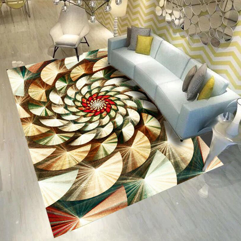 Glam 3D Print Geometric Rug Multicolor Modern Rug Polyester Pet Friendly Stain Resistant Non-Slip Carpet for Home