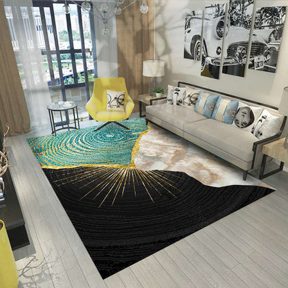 Nordic Abstract Botanical Rug Multi-Colored Synthetics Rug Non-Slip Machine Washable Pet Friendly Carpet for Living Room