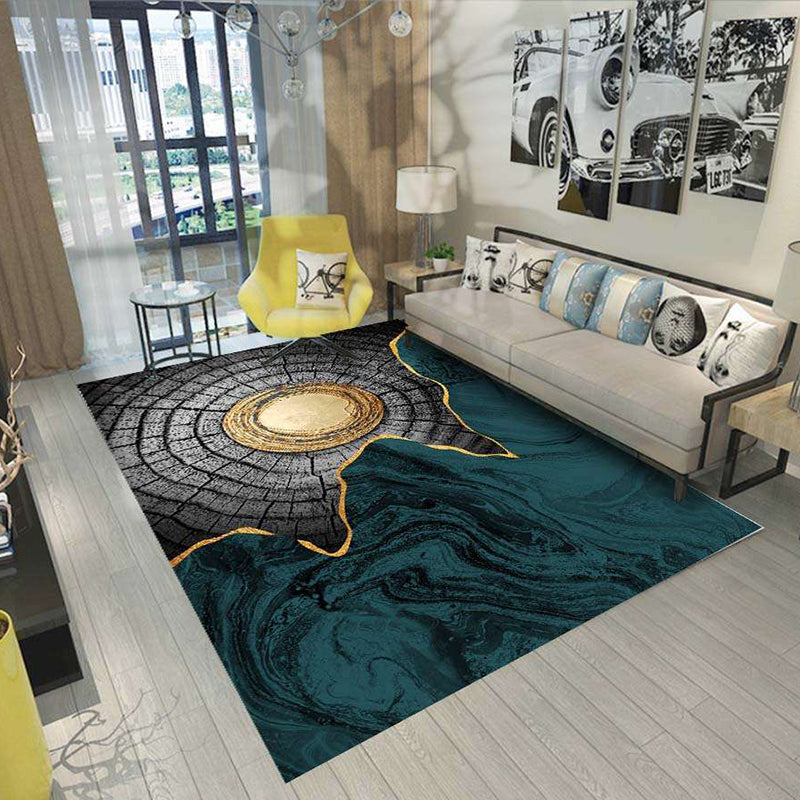 Nordic Abstract Botanical Rug Multi-Colored Synthetics Rug Non-Slip Machine Washable Pet Friendly Carpet for Living Room