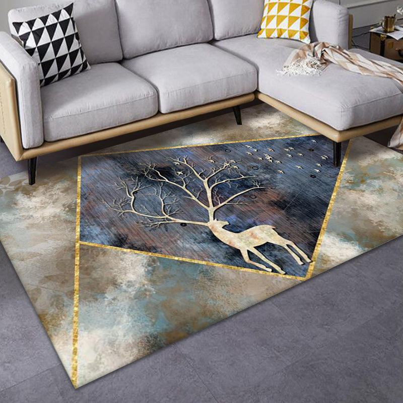 Luxe Mid-Century Rug Multi Colored Abstract Pattern Carpet Machine Washable Non-Slip Backing Stain Resistant Rug for Home Decor - Dark Blue - Clearhalo - 'Area Rug' - 'Rug' - 2140544