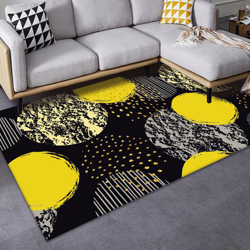 Luxe Mid-Century Rug Multi Colored Abstract Pattern Carpet Machine Washable Non-Slip Backing Stain Resistant Rug for Home Decor - Black - Clearhalo - 'Area Rug' - 'Rug' - 2140545