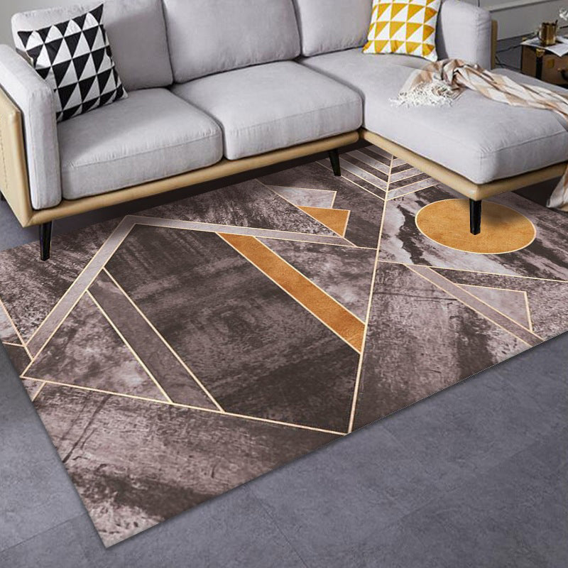 Luxe Mid-Century Rug Multi Colored Abstract Pattern Carpet Machine Washable Non-Slip Backing Stain Resistant Rug for Home Decor - Coffee - Clearhalo - 'Area Rug' - 'Rug' - 2140547