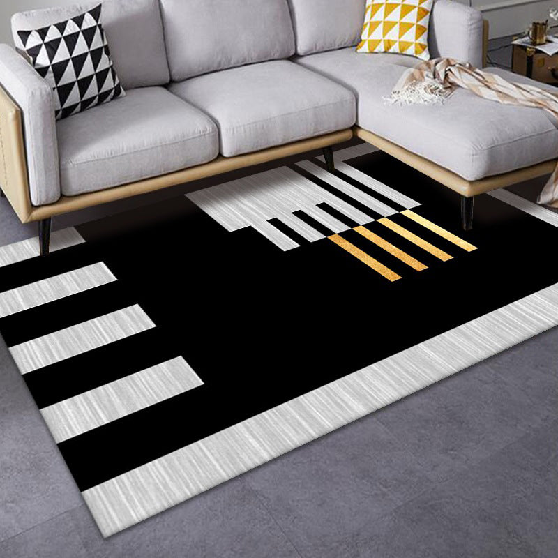 Luxe Mid-Century Rug Multi Colored Abstract Pattern Carpet Machine Washable Non-Slip Backing Stain Resistant Rug for Home Decor - Black-Gray - Clearhalo - 'Area Rug' - 'Rug' - 2140549