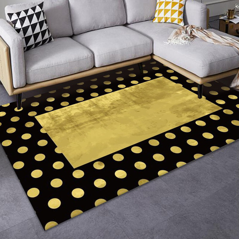 Luxe Mid-Century Rug Multi Colored Abstract Pattern Carpet Machine Washable Non-Slip Backing Stain Resistant Rug for Home Decor - Black-Gold - Clearhalo - 'Area Rug' - 'Rug' - 2140550