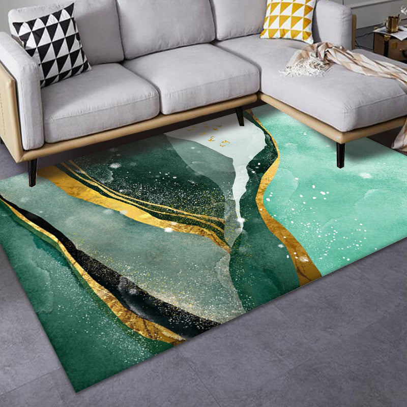Luxe Mid-Century Rug Multi Colored Abstract Pattern Carpet Machine Washable Non-Slip Backing Stain Resistant Rug for Home Decor - Green-White - Clearhalo - 'Area Rug' - 'Rug' - 2140555