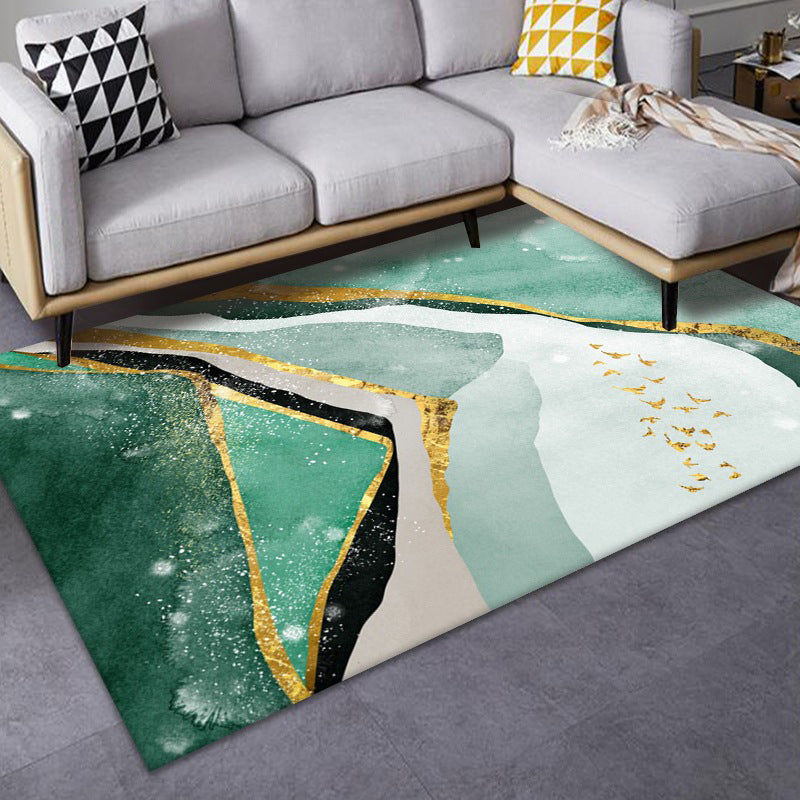 Luxe Mid-Century Rug Multi Colored Abstract Pattern Carpet Machine Washable Non-Slip Backing Stain Resistant Rug for Home Decor - Green - Clearhalo - 'Area Rug' - 'Rug' - 2140562