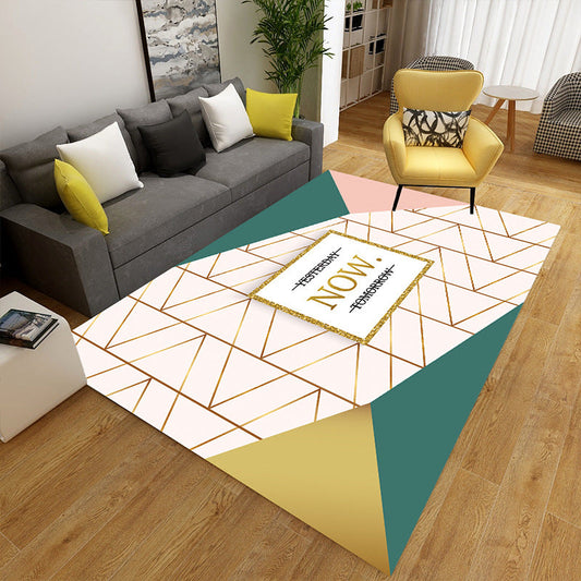 Multi-Colored Geometric Rug Polypropylene Nordic Carpet Machine Washable Stain Resistant Anti-Slip Rug for Home Decoration - Clearhalo - 'Area Rug' - 'Rug' - 2140605