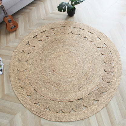 Hand-Braided Rustic Indoor Rug Multi-Color Plain Carpet Eco-Friendly Rug for Living Room