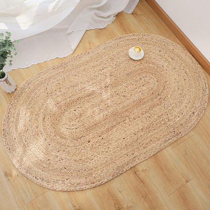 Brown Plain Rug Natural Rope Farmhouse Rug Cross-Woven Pet-Friendly Carpet for Bedroom - Clearhalo - 'Area Rug' - 'Rug' - 2140630