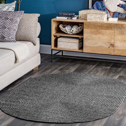 Simple Plain Rug Multi Colored Cabin Style Carpet Natural Fiber Rope Pet Friendly Rug for Room Dark Gray Clearhalo 'Area Rug' 'Rug' 2140651