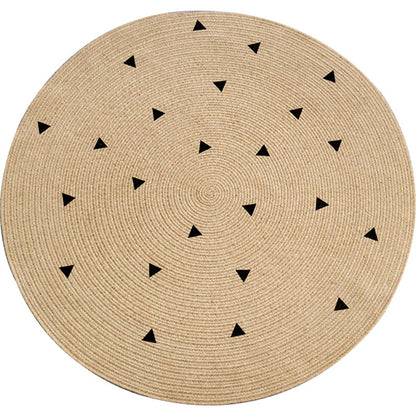 Creative Multicolor Rustic Rug Jute Geometric Embellished Carpet Environmental Rug for Bedroom