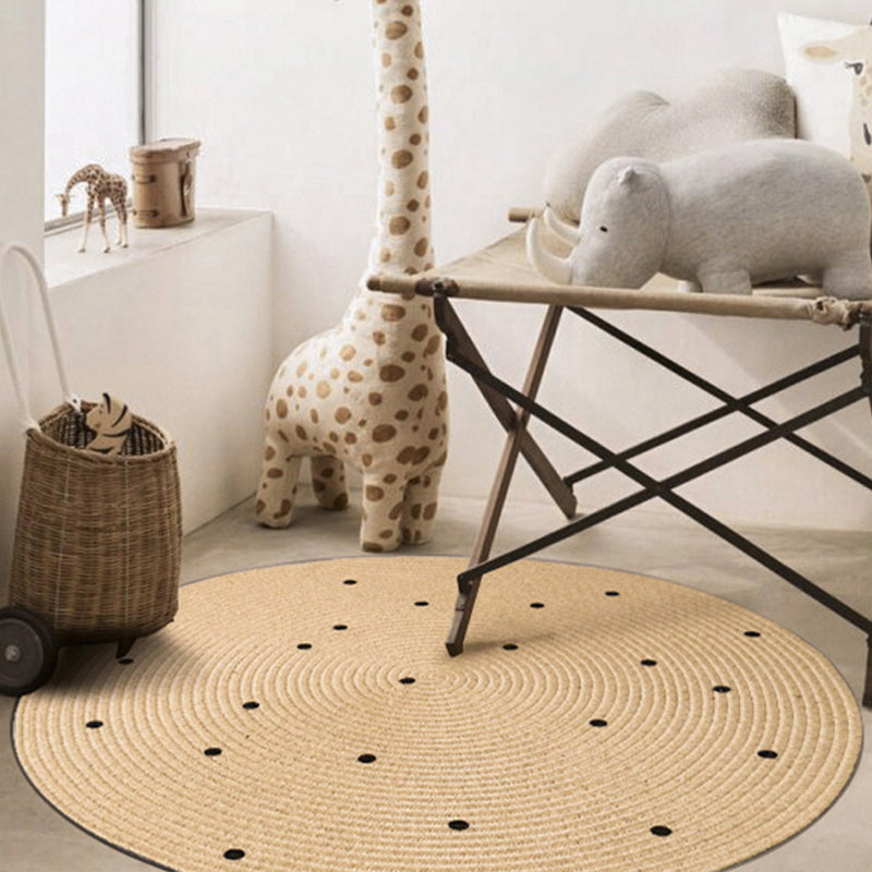 Creative Multicolor Rustic Rug Jute Geometric Embellished Carpet Environmental Rug for Bedroom