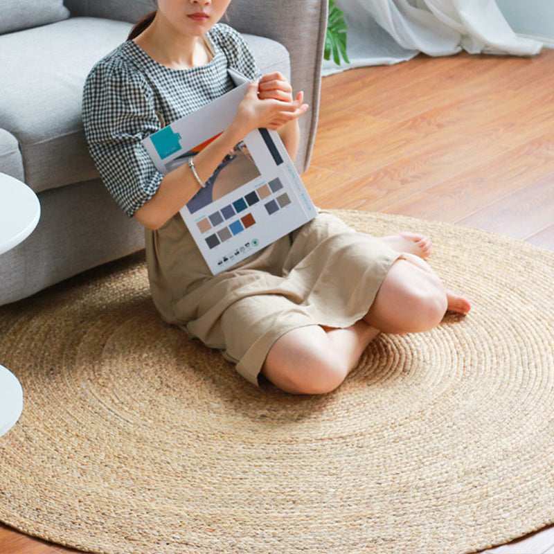 Multi-Colored Living Room Rug Rustic Plain Rug Natural Jute Pet Friendly Washable Anti-Slip Backing Rug - Clearhalo - 'Area Rug' - 'Rug' - 2140695