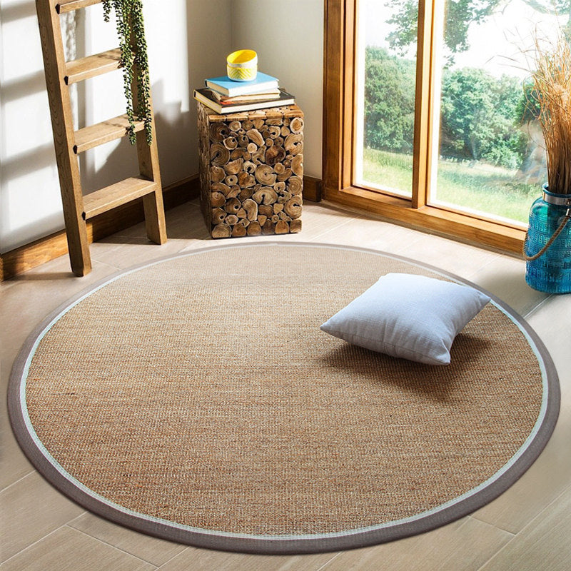 Lodge Style Plain Rug Brown Sisal Woven Carpet Anti-Slip Eco-Friendly Trimmed Rug for Home - Clearhalo - 'Area Rug' - 'Rug' - 2140727