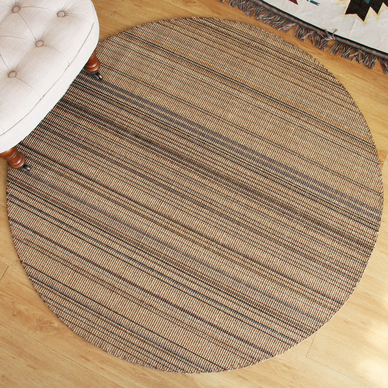 Brown Ticking Stripe Rug Sisal Woven Rustic Carpet Anti-Slip Stain Resistant Washable Rug for Home Decoration - Brown - Clearhalo - 'Area Rug' - 'Rug' - 2140733