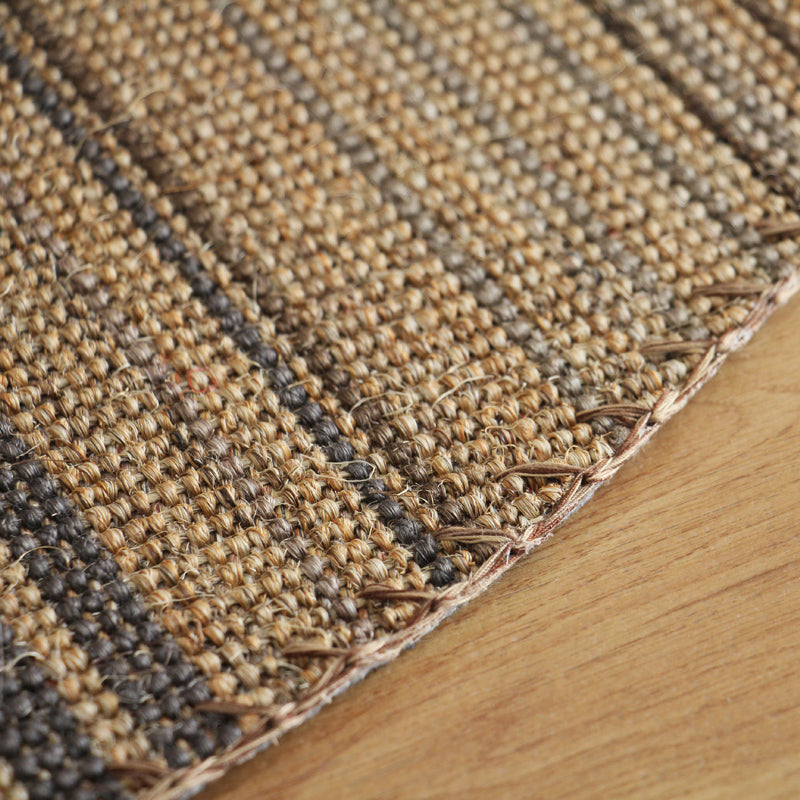 Brown Ticking Stripe Rug Sisal Woven Rustic Carpet Anti-Slip Stain Resistant Washable Rug for Home Decoration - Clearhalo - 'Area Rug' - 'Rug' - 2140735