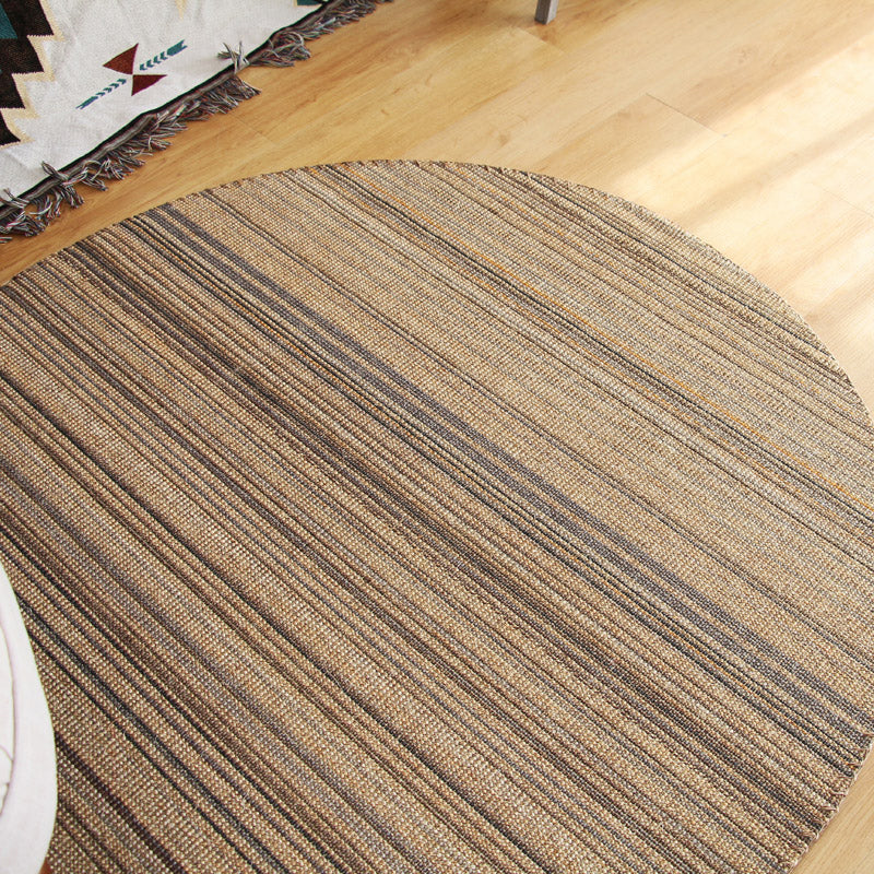 Brown Ticking Stripe Rug Sisal Woven Rustic Carpet Anti-Slip Stain Resistant Washable Rug for Home Decoration - Clearhalo - 'Area Rug' - 'Rug' - 2140736