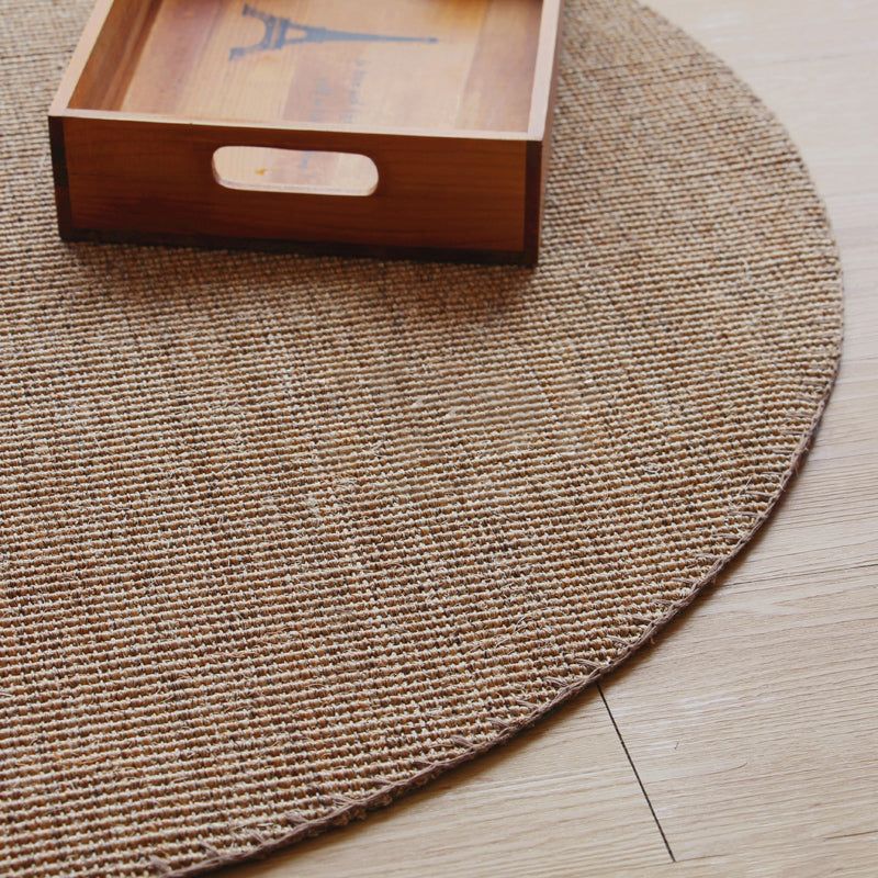 Eco-Friendly Brown Plain Rug Sisal Weaving Lodge Rug Pet Friendly Non-Slip Washable Rug for Bedroom