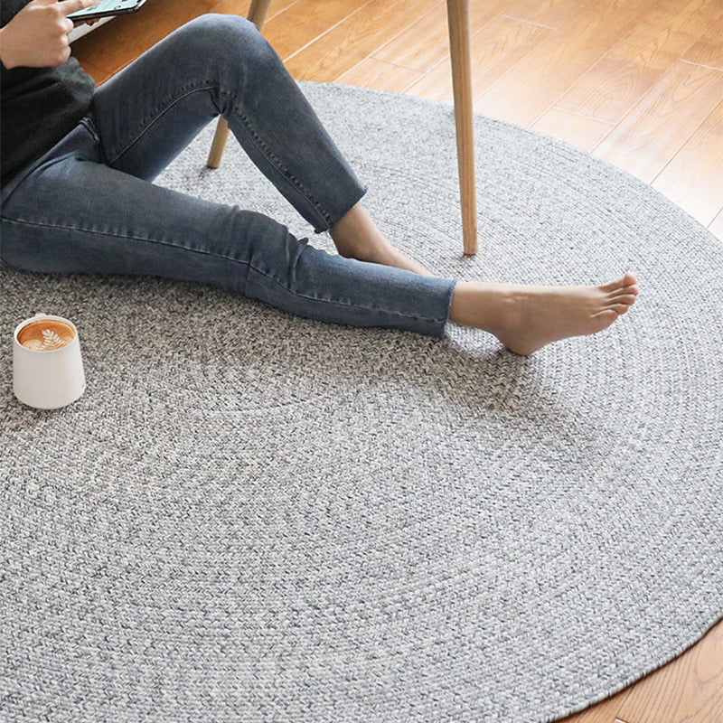 Cottage Room Rug Grey Plain Woven Carpet Jute Machine Washable Pet Friendly Anti-Slip Rug for Living Room