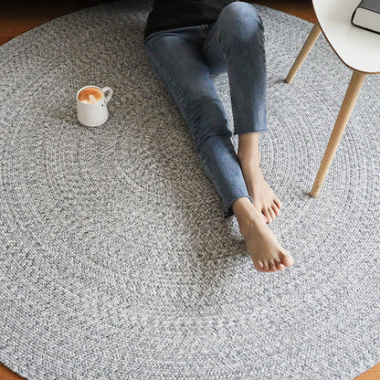 Cottage Room Rug Grey Plain Woven Carpet Jute Machine Washable Pet Friendly Anti-Slip Rug for Living Room