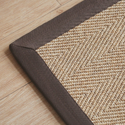 Multi Color Rustic Indoor Rug Sisal Woven Striped Pattern Carpet Machine Washable Stain Resistant Non-Slip Rug for Room - Dark Coffee - Clearhalo - 'Area Rug' - 'Rug' - 2140828