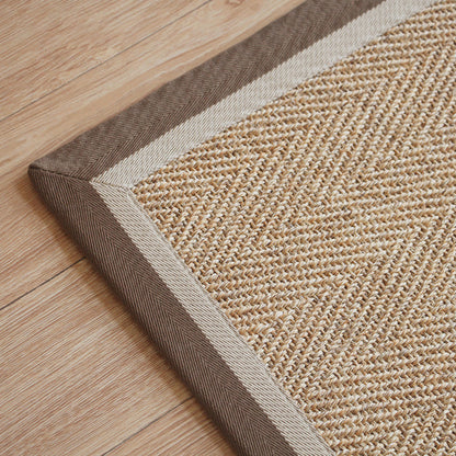 Multi Color Rustic Indoor Rug Sisal Woven Striped Pattern Carpet Machine Washable Stain Resistant Non-Slip Rug for Room - Brown - Clearhalo - 'Area Rug' - 'Rug' - 2140830