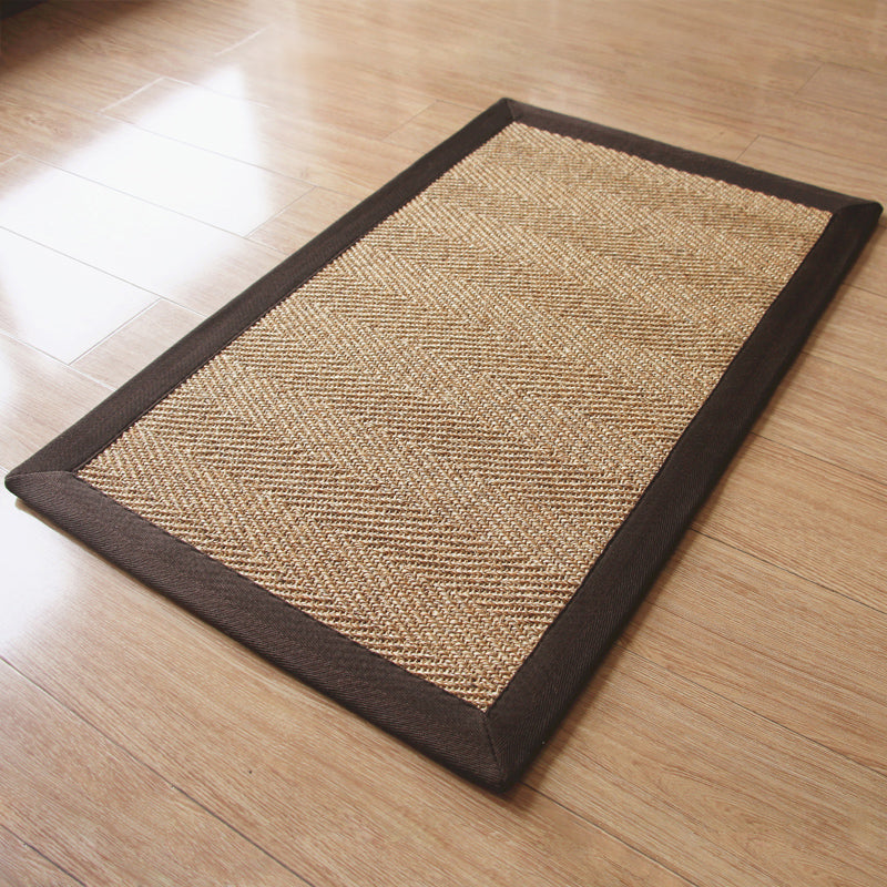 Lodge Tearoom Rug Brown Plain Area Carpet Sisal Fiber Non-Slip Stain Resistant Machine Washable Rug - Dark Coffee - Clearhalo - 'Area Rug' - 'Rug' - 2140836