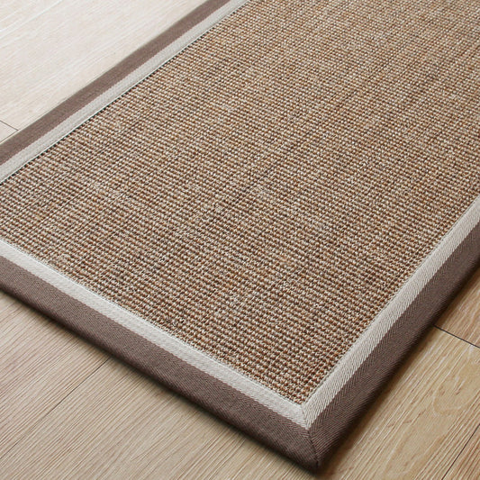 Compact Brown Solid Color Rug Sisal Cottage Carpet Non-Slip Backing Stain Resistant Pet Friendly Rug for Guest Room